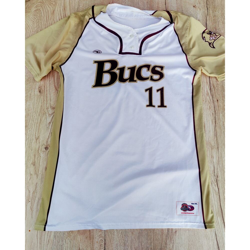 Gryco Sportswear Bucs Baseball Jersey White Gold Maroon‎ Men’s Size M